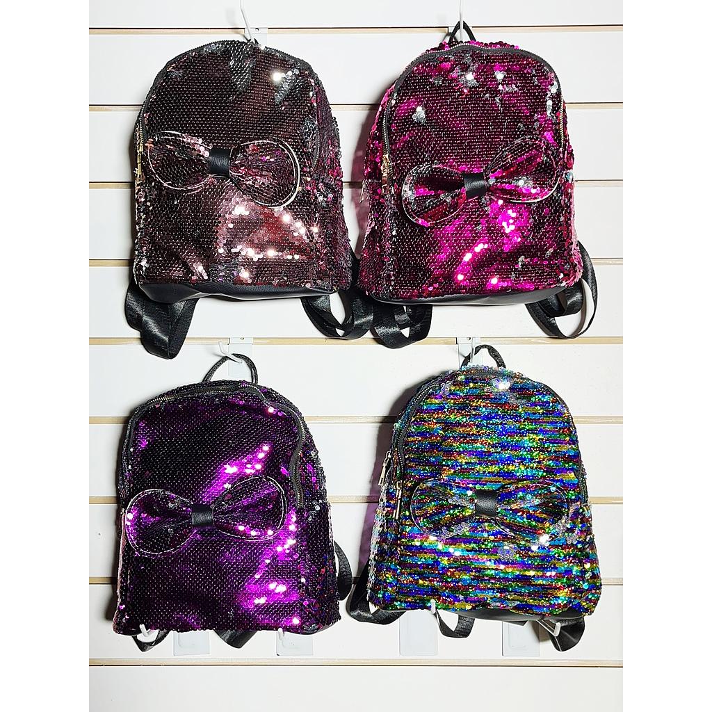 mochila (dos cierres) con lentejuela (25x25cm)/30 medio
